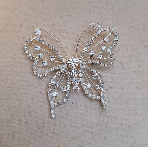Source Unknown Accessories - Vintage Rhinestone Large Butterfly Brooch Pin